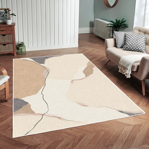 Covor, Woobtny0203, 60x100 cm, BUMBAC/CHENILĂ, Crem
