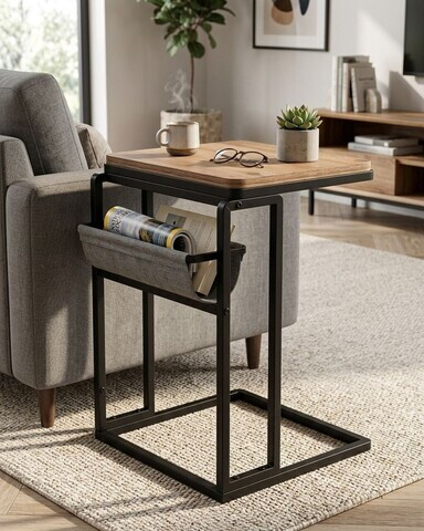 Masuta, Hanah Home, Brut, 40x64x45 cm, PAL, Pin Atlantic / Negru
