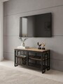 Comoda TV, Hanah Home, Zent, 90x54x30 cm, Metal;PAL, Pin Atlantic / Negru