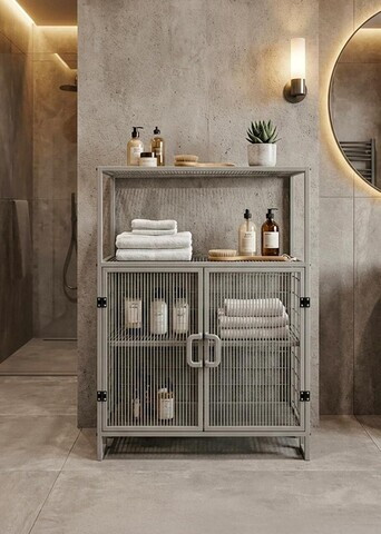 Dulap multifunctional, Hanah Home, Kron, 68.5x91.5x33 cm, Metal, Gri