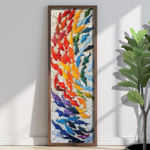 Tablou decorativ, EMR096, MDF, Lemn, Multicolor