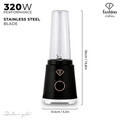 Blender pentru smoothie Fashion TV, Black Rose, 320W, 300 ml/ 600 ml, inox/plastic, negru/transparent