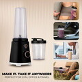 Blender pentru smoothie Fashion TV, Black Rose, 320W, 300 ml/ 600 ml, inox/plastic, negru/transparent
