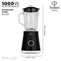Blender de masa Fashion TV, Black Rose, 1.5L, 1000W, plastic/sticla, negru/transparent