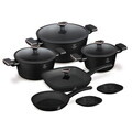 Set pentru gatit Fashion TV, Black Rose, 11 piese, aluminiu forjat, negru