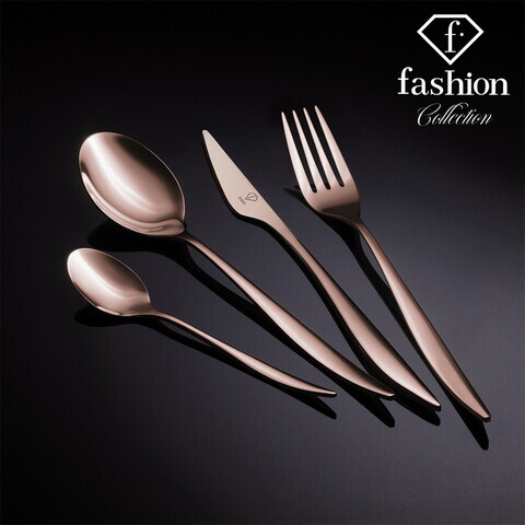 Set tacamuri pentru 6 persoane, 24 piese, Fashion TV, inox, auriu roz