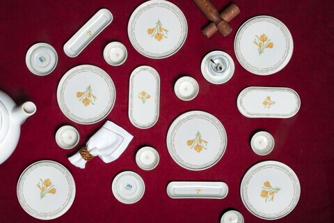 Set de mic dejun, Hermia, 858CMR1113, Portelan, Platou: 22 cm (2 bucăți), Multicolor