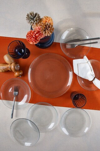 Set platouri servire desert, Hermia, 858CMR1901, Sticla, Farfurie de servire: 25 cm (1 bucată), Transparent