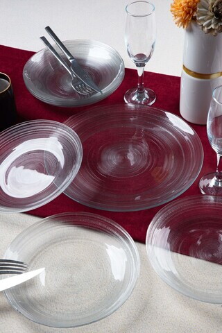 Set platouri servire desert, Hermia, 858CMR1905, Sticla, Farfurie de servire: 25 cm (1 bucată), Transparent