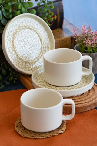 Set pentru ceai, Hermia, 858CMR2111, Portelan, Farfurie: 14 cm (2 bucăți), Multicolor