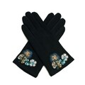 Manusi dama, Art of Polo, Flower, 23 cm, lana/poliester, negru
