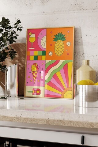 Tablou decorativ, 109754, Lemn masiv, Sticla PVC, Multicolor