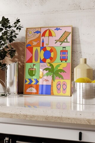 Tablou decorativ, 109755, Lemn masiv, Sticla PVC, Multicolor