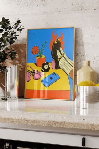 Tablou decorativ, 109783, Lemn masiv, Sticla PVC, Multicolor