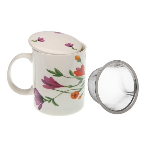 Cana cu infuzor si capac Versa Florian, Ø8 x 10 cm, portelan