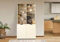 Dulap de bar pentru cafea si scaun (3 piese), Hanah Home, Flexa, PAL, Stejar / Crem