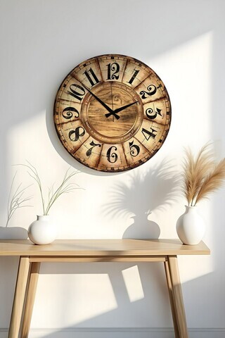Ceas de perete, Huhuas00001, MDF, Dimensiune: 50 x 50 cm (1 bucată), Multicolor
