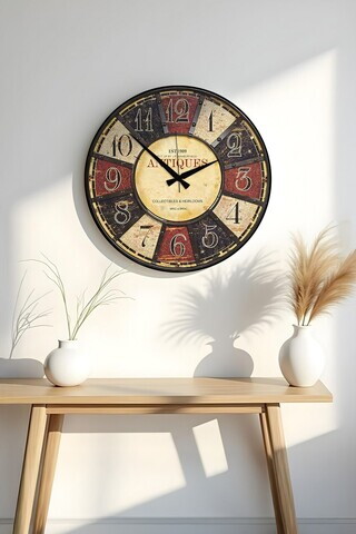 Ceas de perete, Huhuas00027, MDF, Dimensiune: 50 x 50 cm (1 bucată), Multicolor