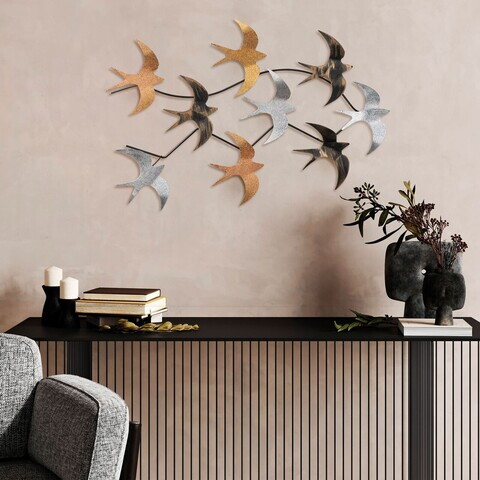 Decoratiune de perete, Bys-189, Metal, Dimensiuni: 75 x 49 x 5 cm, Multicolor
