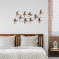 Decoratiune de perete, Flock of Swallows 1, Metal, Dimensiuni: 45 x 104 x 8 cm, Multicolor