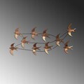 Decoratiune de perete, Flock of Swallows 1, Metal, Dimensiuni: 45 x 104 x 8 cm, Multicolor