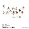 Decoratiune de perete, Flock of Swallows 1, Metal, Dimensiuni: 45 x 104 x 8 cm, Multicolor