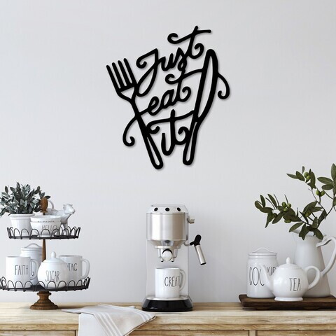 Decoratiune de perete, Just Eat It, Metal, Dimensiune: 43 x 50 cm , Negru