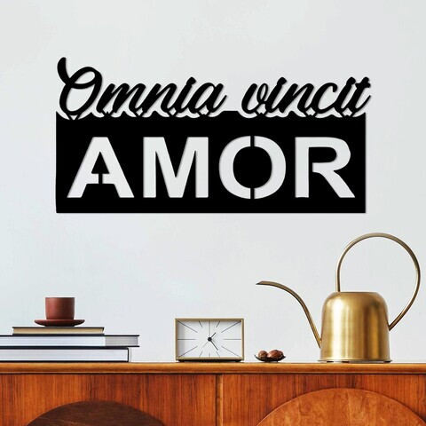 Decoratiune de perete, Omnia Vincit Amor 1, Metal, Dimensiune: 60 x 30 cm, Negru
