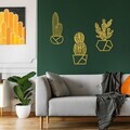 Decoratiune de perete, Cactus-2, Metal, (Grosime: 1,5 mm), Auriu