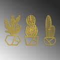 Decoratiune de perete, Cactus-2, Metal, (Grosime: 1,5 mm), Auriu