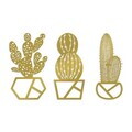 Decoratiune de perete, Cactus-2, Metal, (Grosime: 1,5 mm), Auriu