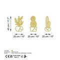 Decoratiune de perete, Cactus-2, Metal, (Grosime: 1,5 mm), Auriu