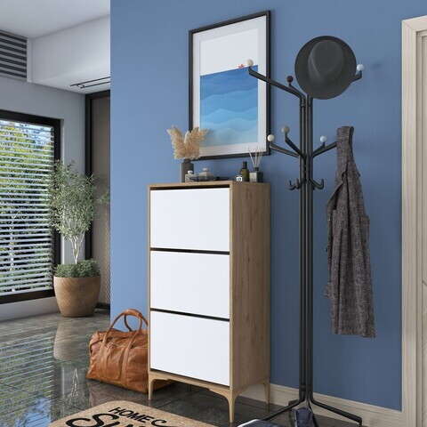 Pantofar, Hanah Home, EB116, 60x125x37.5 cm, PAL melaminat, Nuc/Alb