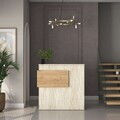 Masa de receptie, Hanah Home, MA105, 110x110x40 cm, PAL melaminat, Travertin / Nuc