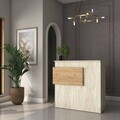 Masa de receptie, Hanah Home, MA105, 110x110x40 cm, PAL melaminat, Travertin / Nuc