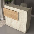 Masa de receptie, Hanah Home, MA105, 110x110x40 cm, PAL melaminat, Travertin / Nuc