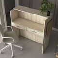 Masa de receptie, Hanah Home, MA105, 110x110x40 cm, PAL melaminat, Travertin / Nuc