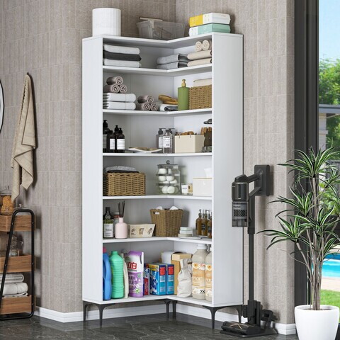 Dulap de baie, Hanah Home, KC106, 80x198.6x25 cm, PAL melaminat, Alb