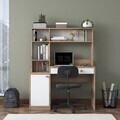 Set birou si biblioteca, Hanah Home, HA126, 115x146x50 cm, PAL melaminat, Nuc/Alb