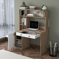 Set birou si biblioteca, Hanah Home, HA126, 115x146x50 cm, PAL melaminat, Nuc/Alb