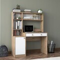 Set birou si biblioteca, Hanah Home, HA126, 115x146x50 cm, PAL melaminat, Nuc/Alb