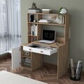 Set birou si biblioteca, Hanah Home, HA126, 115x146x50 cm, PAL melaminat, Nuc/Alb
