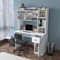 Set birou si biblioteca, Hanah Home, HA128, 120x166x50 cm, PAL melaminat, Alb