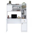 Set birou si biblioteca, Hanah Home, HA128, 120x166x50 cm, PAL melaminat, Alb