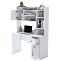 Set birou si biblioteca, Hanah Home, HA128, 120x166x50 cm, PAL melaminat, Alb