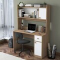 Set birou si biblioteca, Hanah Home, HA127, 120x166x50 cm, PAL melaminat, Nuc/Alb