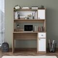 Set birou si biblioteca, Hanah Home, HA127, 120x166x50 cm, PAL melaminat, Nuc/Alb