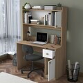 Set birou si biblioteca, Hanah Home, HA127, 120x166x50 cm, PAL melaminat, Nuc/Alb