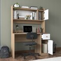 Set birou si biblioteca, Hanah Home, HA127, 120x166x50 cm, PAL melaminat, Nuc/Alb