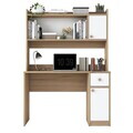 Set birou si biblioteca, Hanah Home, HA127, 120x166x50 cm, PAL melaminat, Nuc/Alb